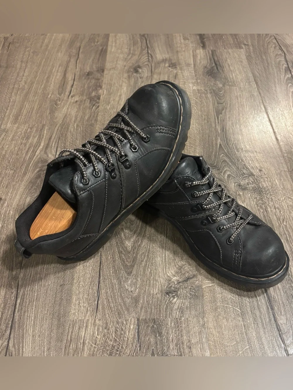 VTG Dr. Martens Finnegan Docs Chunky Oxford Black Leather Shoes Mens Size 10